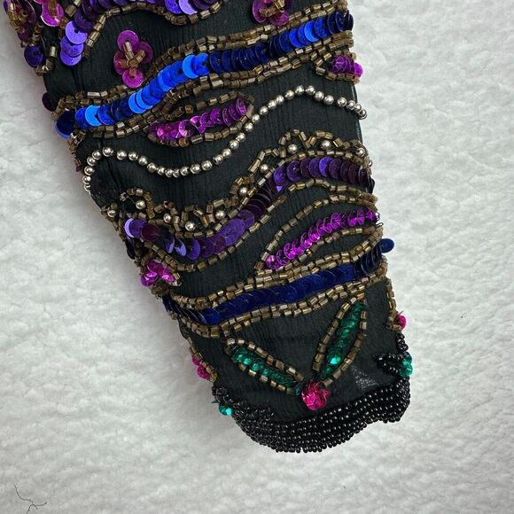 Papell Boutique Evening Vintage 100% Silk Beaded Sequin Jacket 14P Wedding Party - Picture 10 of 16